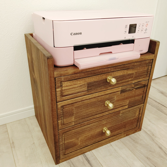 プリンター用紙やインクが収納できるプリンター台 横幅35