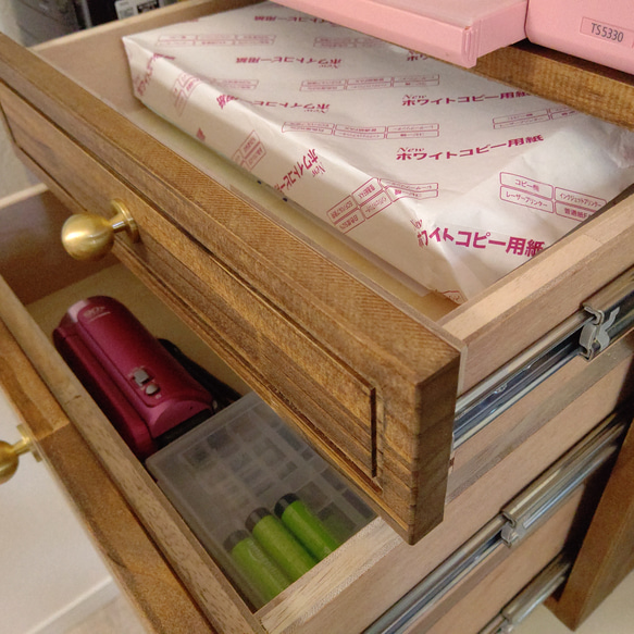 プリンター用紙やインクが収納できるプリンター台 横幅35