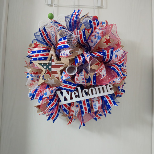 ＊handmade＊星条旗デザイン⭐︎クロスリボンターバン ysbee_ha-014_2