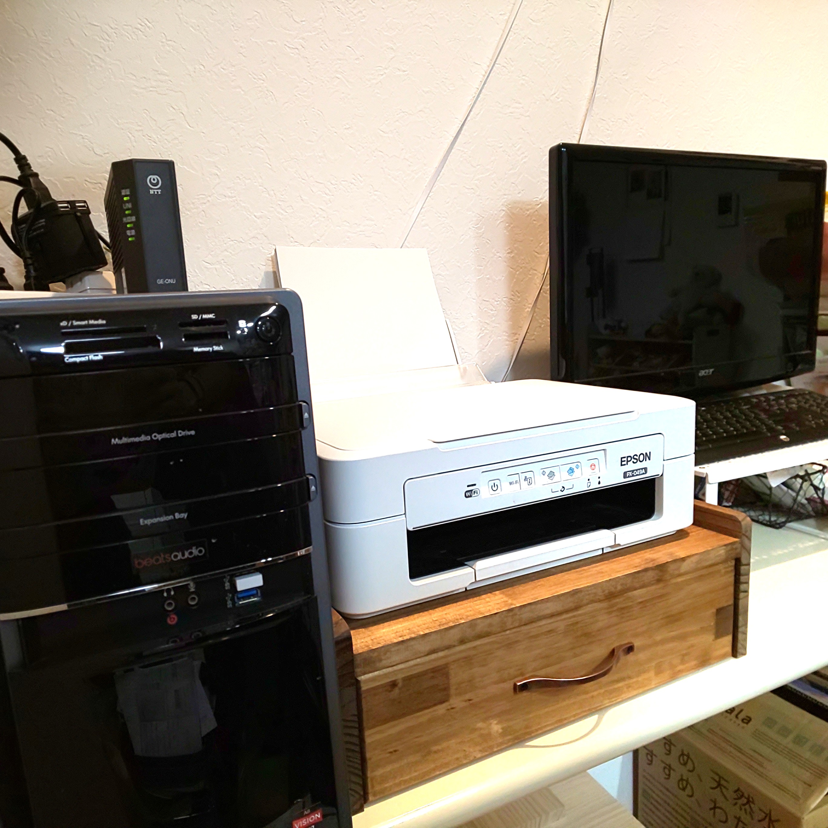 【収納ラックシリーズ】プリンター用紙やインクが収納できるプリンター台