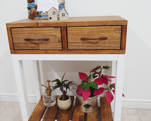 ブラウン　4段　引き出し　ウッドシェルフ　ハンドメイド　家具 ブラウン 4段 引き出し ウッドシェルフ ハンドメイド 家具