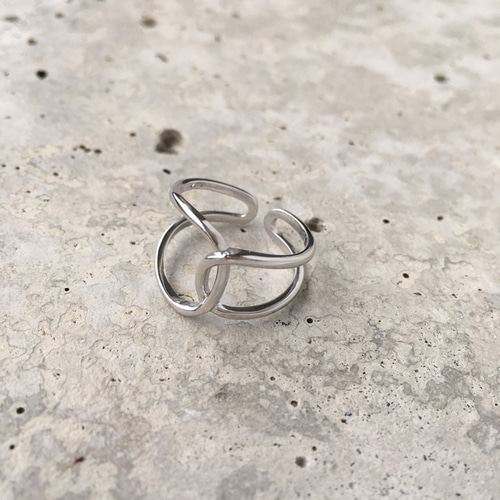スターリングシルバー925 クロスオープンリング 指輪・リング bisou