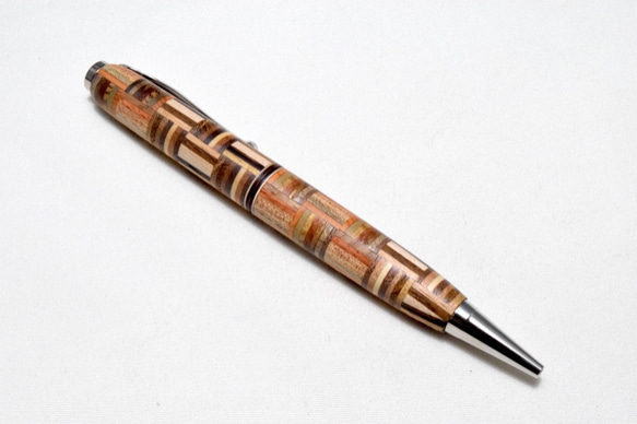 【寄木】手作り木製ボールペン スリムライン CROSS替芯 4枚目の画像
