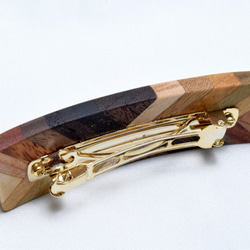 [再出品]【寄木】手作り木製バレッタ　金メッキ金具 4枚目の画像