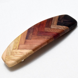 [再出品]【寄木】手作り木製バレッタ　クロムメッキ金具 1枚目の画像
