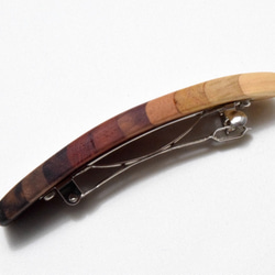 [再出品]【寄木】手作り木製バレッタ　クロムメッキ金具 3枚目の画像