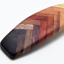 [再出品]【寄木】手作り木製バレッタ　クロムメッキ金具 4枚目の画像
