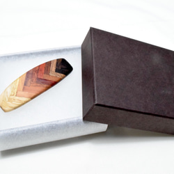[再出品]【寄木】手作り木製バレッタ　クロムメッキ金具 5枚目の画像