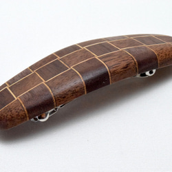 【寄木】手作り木製バレッタ　クロムメッキ金具 2枚目の画像