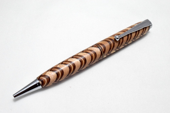 【寄木】手作り木製ボールペン スリムライン CROSS替芯 1枚目の画像