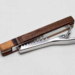 [再出品]【寄木】手作り木製タイピン　クロム金具 2枚目の画像
