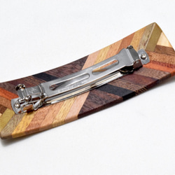 [再出品]【寄木】手作り木製バレッタ（大）　クロムメッキ金具 2枚目の画像