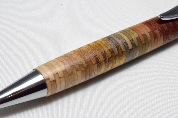 【寄木】手作り木製ボールペン クリッカブル パーカー替芯 2枚目の画像