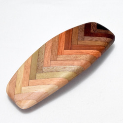 [再出品]【寄木】手作り木製バレッタ(大)　クロムメッキ金具 1枚目の画像