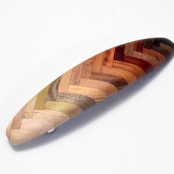 [再出品]【寄木】手作り木製バレッタ(長)　クロムメッキ金具 1枚目の画像