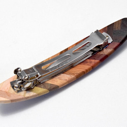 [再出品]【寄木】手作り木製バレッタ(長)　クロムメッキ金具 2枚目の画像