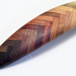 [再出品]【寄木】手作り木製バレッタ(長)　クロムメッキ金具 4枚目の画像