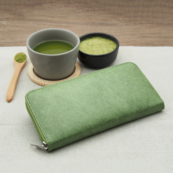 紙感女裝銀包/長夾 (抹茶綠) Paper Wallet/ Purse (Matcha Green) 第2張的照片