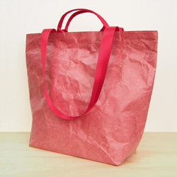 紙感單肩手提袋/托特包 (櫻桃粉紅) Paper Shopper (Cerise Pink) 第1張的照片
