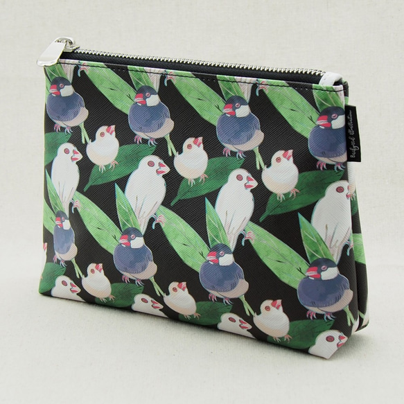文鳥圖案PU化妝包/收納包 Java Sparrow Pattern PU Cosmetic Bag 第1張的照片