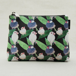 文鳥圖案PU化妝包/收納包 Java Sparrow Pattern PU Cosmetic Bag 第2張的照片