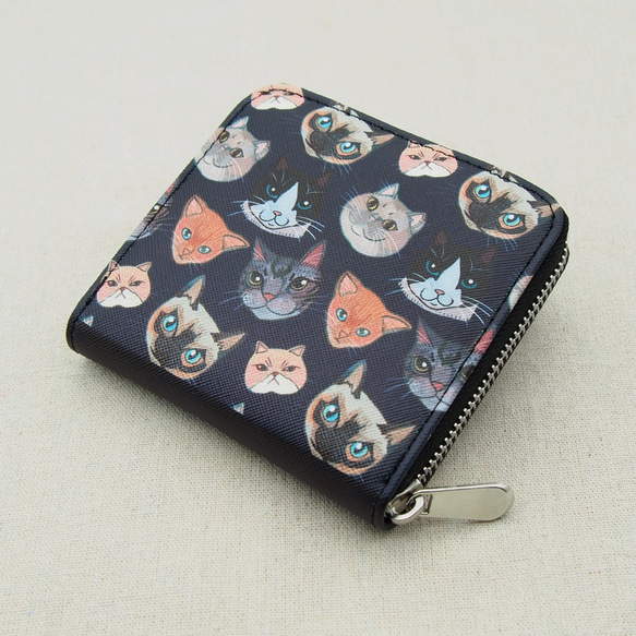 貓圖案PU女裝銀包/短夾 Cat Pattern PU Purse/ Wallet 第1張的照片
