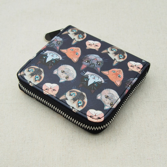 貓圖案PU女裝銀包/短夾 Cat Pattern PU Purse/ Wallet 第2張的照片