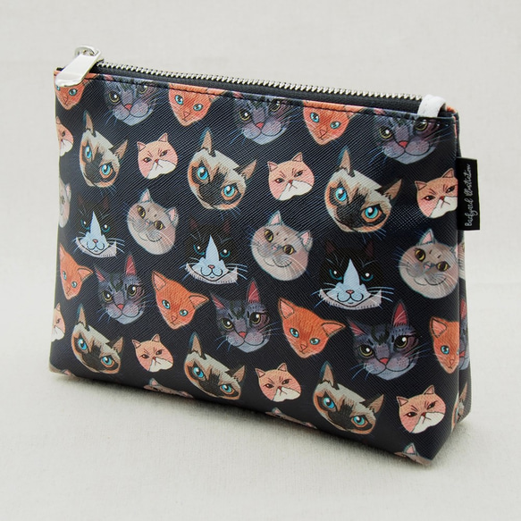 貓圖案PU化妝包/收納包 Cat Pattern PU Cosmetic Bag 第1張的照片