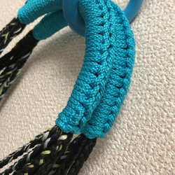 裂き織り　三つ編みトートバッグ（青系・フラットタイプ） 4枚目の画像