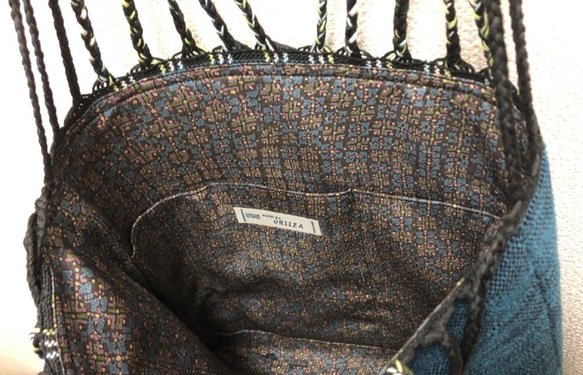 裂き織り　三つ編みトートバッグ（青系・フラットタイプ） 5枚目の画像