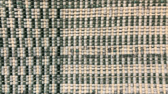 裂き織り　グリーン系の涼色バッグ（ヌメ革持ち手） 2枚目の画像