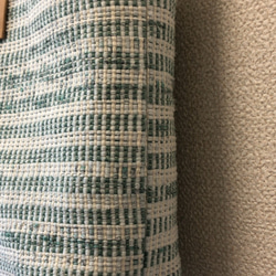 裂き織り　グリーン系の涼色バッグ（ヌメ革持ち手） 3枚目の画像