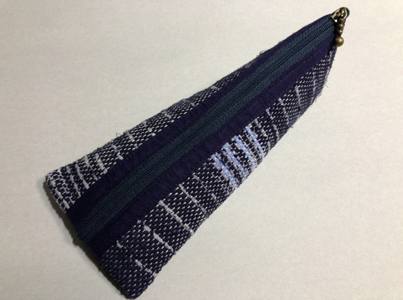 裂き織り　ペンケース（紺×青系） 1枚目の画像