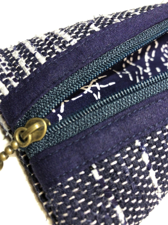 裂き織り　ペンケース（紺×青系） 5枚目の画像