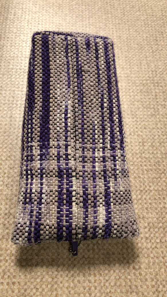 裂き織り　ペンケース（紫系） 5枚目の画像
