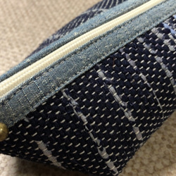 裂き織り　ペンケース（紺×水色系） 3枚目の画像