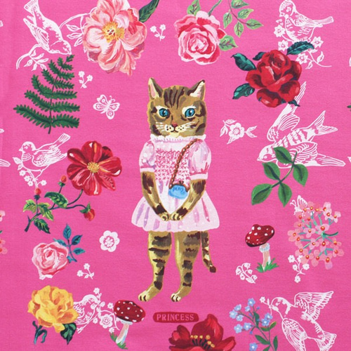 欠品中】【パネル生地】Cat in pink ナタリーレテ／Nathalie