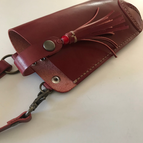 本革メガネケース＊ボルドー＊バイク メガネケース Boat tail leather