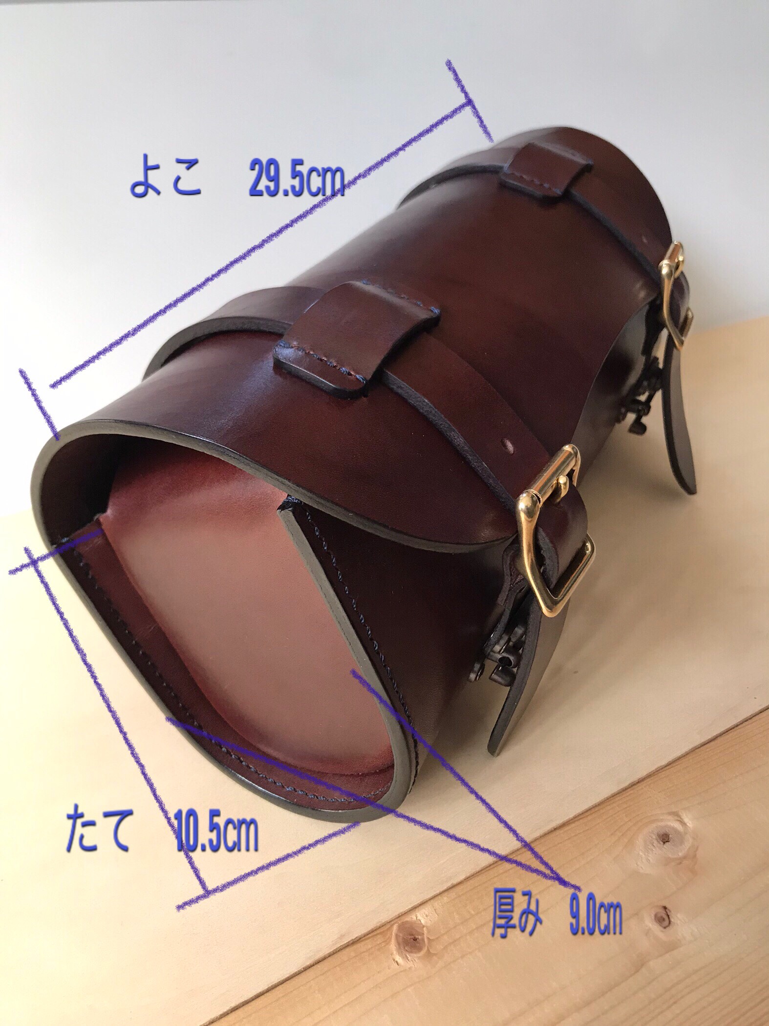 栃木レザー＊バイクツールバック＊バイクバック＊本革＊ロードバイク＊ヌメ革