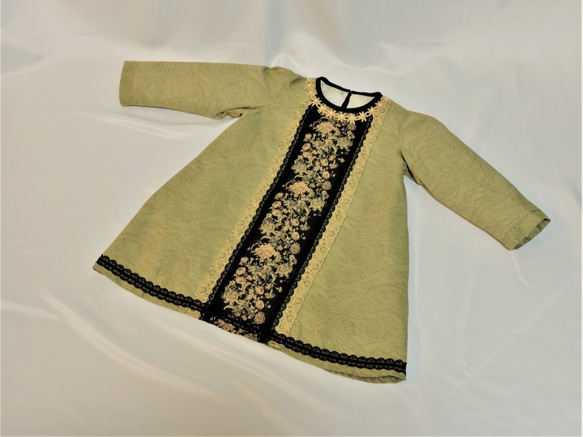 【一点物】Ａラインジャガード織りモチーフワンピース 2枚目の画像