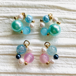 No.806 ビーズ編みチャーム 2種類 4個セットピアス・イヤリング