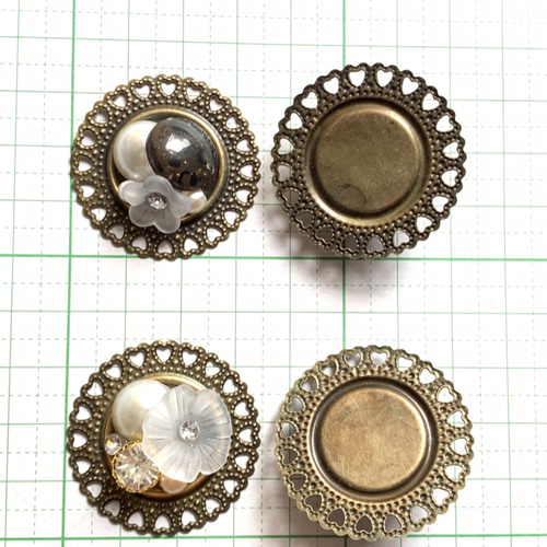 No.945 アンティーク調 カン付カボション 4個セットピアス・イヤリング 