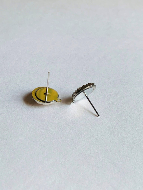 No.72　デザインボタンのピアス金具　シルバー　１ペア　金属ポスト 4枚目の画像