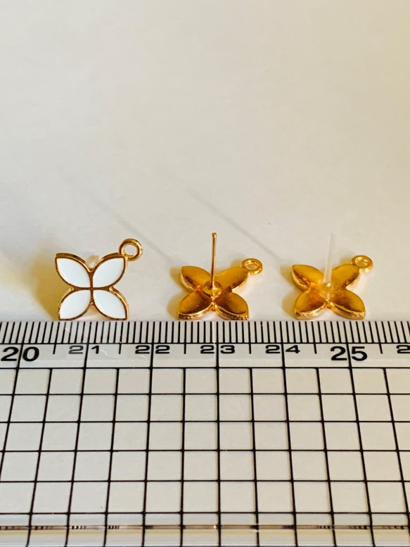 No.74　 お花モチーフのピアス金具　ピンクゴールド　１ペア　金属ポストor樹脂ポスト選択可能 6枚目の画像