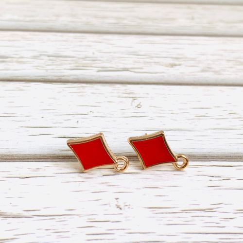 No.258 トランプ ダイヤモチーフ カン付きピアス金具 ゴールド 1ペア