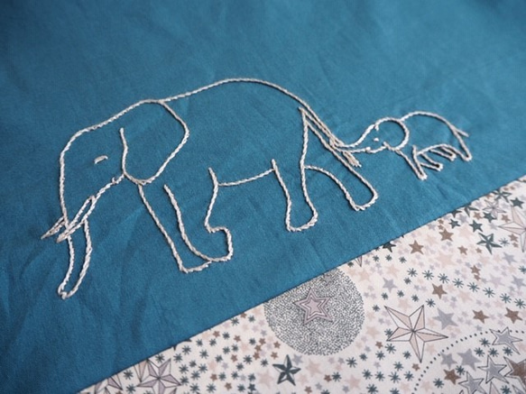 【受注制作】象の親子　レッスンバッグ　リバティ　アデラジャ 3枚目の画像