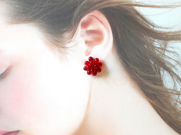 drops earrings (strawberry jam) 3枚目の画像