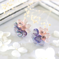 flower earrings (さくら×すみれ) 3枚目の画像