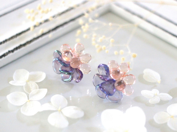 flower earrings (さくら×すみれ) 3枚目の画像