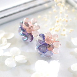 flower earrings (さくら×すみれ) 1枚目の画像